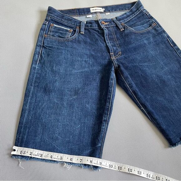 Taylor Stitch Democratic Cone Denim Indigo Dark Denim Frayed Jorts Shorts Sz 30 - Picture 12 of 13